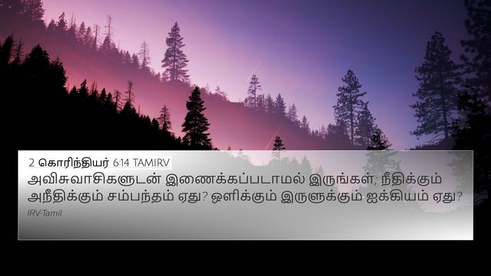 2 கொரிந்தியர் 6:14 TAMIRV Bible Verse Image