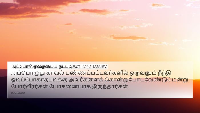 அப்போஸ்தலருடைய நடபடிகள் 27:42 TAMIRV Bible Verse Image