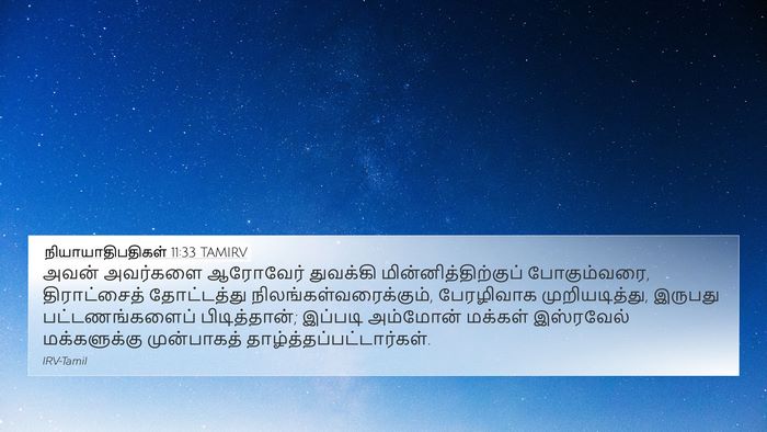 நியாயாதிபதிகள் 11:33 TAMIRV Bible Verse Image