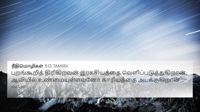 நீதிமொழிகள் 11:13 TAMIRV 4K Wallpaper - புறங்கூறித் - 4K Wallpaper Bible Verse