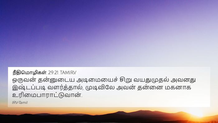 நீதிமொழிகள் 29:21 TAMIRV Bible Verse Image