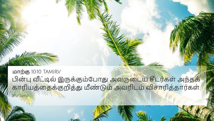 மாற்கு 10:10 TAMIRV 4K Wallpaper - பின்பு வீட்டில் - 4K Wallpaper Bible Verse