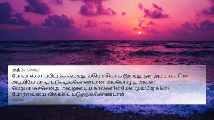 ரூத் 3:7 TAMIRV 4K Wallpaper - போவாஸ் - 4K Wallpaper Bible Verse