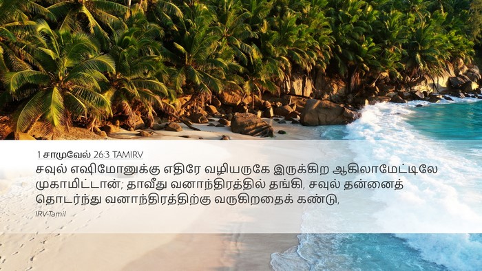 1 சாமுவேல் 26:3 TAMIRV Desktop Wallpaper - சவுல் எஷிமோனுக்கு - Desktop Bible Verse Wallpaper