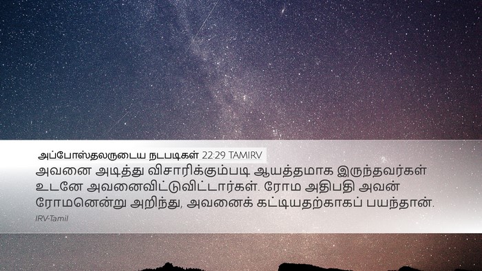 அப்போஸ்தலருடைய நடபடிகள் 22:29 TAMIRV Bible Verse Image
