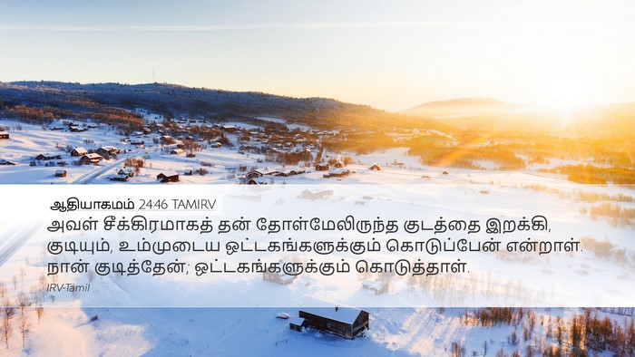 ஆதியாகமம் 24:46 TAMIRV Desktop Wallpaper - அவள் சீக்கிரமாகத் - Desktop Bible Verse Wallpaper