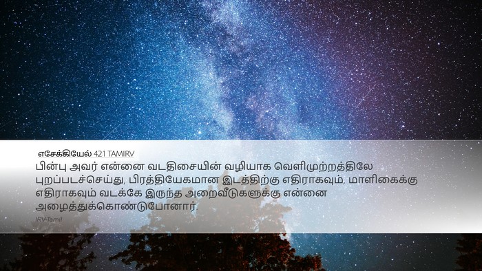 எசேக்கியேல் 42:1 TAMIRV Desktop Wallpaper - பின்பு அவர் என்னை - Desktop Bible Verse Wallpaper