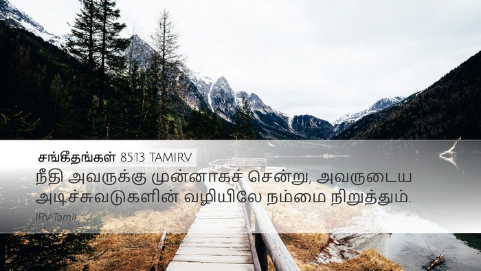 சங்கீதங்கள் 85:13 TAMIRV Desktop Wallpaper - நீதி அவருக்கு - Desktop Bible Verse Wallpaper