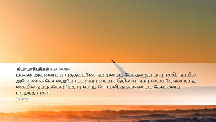 நியாயாதிபதிகள் 16:24 TAMIRV Desktop Wallpaper - மக்கள் அவனைப் - Desktop Bible Verse Wallpaper