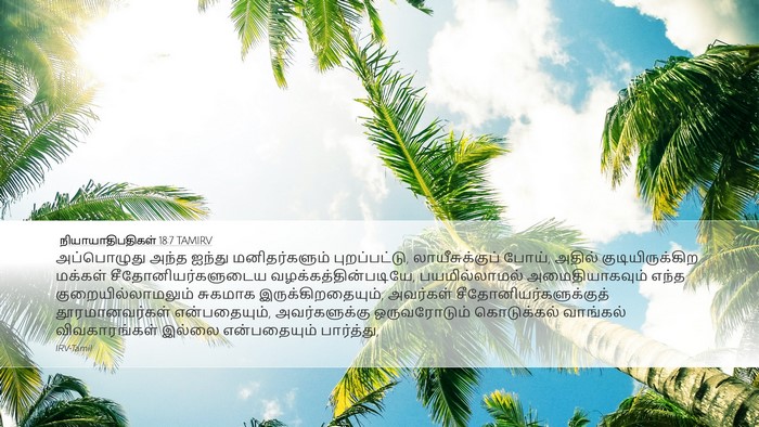 நியாயாதிபதிகள் 18:7 TAMIRV Bible Verse Image