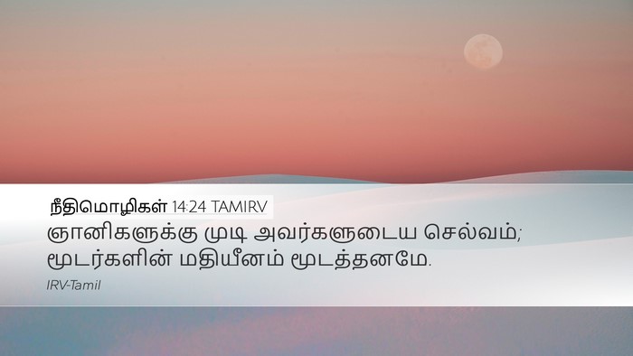 நீதிமொழிகள் 14:24 TAMIRV Desktop Wallpaper - ஞானிகளுக்கு முடி - Desktop Bible Verse Wallpaper