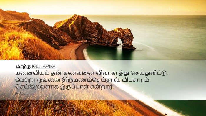 மாற்கு 10:12 TAMIRV Desktop Wallpaper - மனைவியும் தன் - Desktop Bible Verse Wallpaper