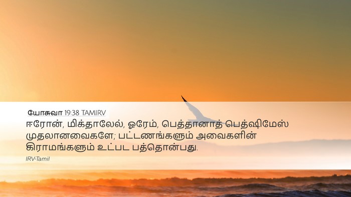 யோசுவா 19:38 TAMIRV Desktop Wallpaper - ஈரோன், மிக்தாலேல், - Desktop Bible Verse Wallpaper