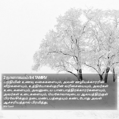 2 நாளாகமம் 9:4 TAMIRV Bible Verse Image
