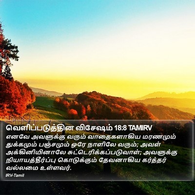 வெளிப்படுத்தின விசேஷம் 18:8 TAMIRV Bible Verse Image