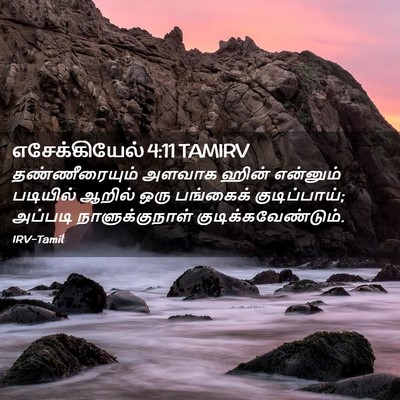 Picture 02 - எசேக்கியேல் 4:11 TAMIRV - தண்ணீரையும் அளவாக - Bible Verse Picture