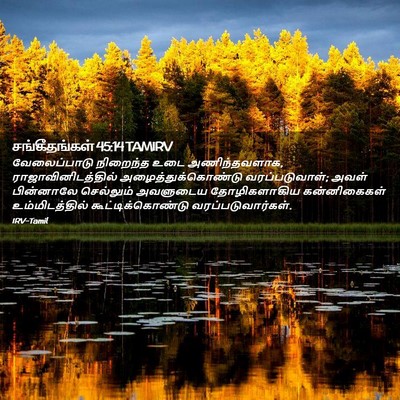 Picture 02 - சங்கீதங்கள் 45:14 TAMIRV - வேலைப்பாடு - Bible Verse Picture