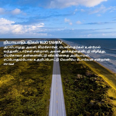 Picture 02 - நியாயாதிபதிகள் 16:20 TAMIRV - அப்பொழுது அவள்: - Bible Verse Picture