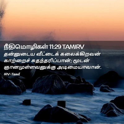 Picture 02 - நீதிமொழிகள் 11:29 TAMIRV - தன்னுடைய வீட்டைக் - Bible Verse Picture