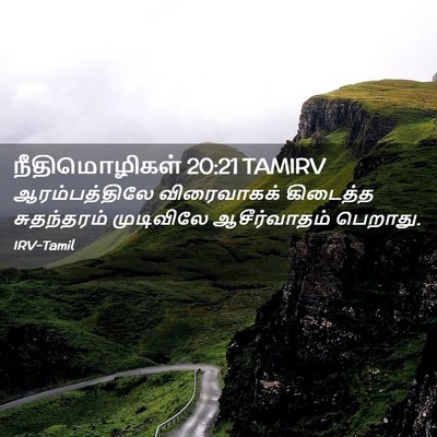 Picture 02 - நீதிமொழிகள் 20:21 TAMIRV - ஆரம்பத்திலே - Bible Verse Picture