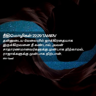 Picture 02 - நீதிமொழிகள் 22:29 TAMIRV - தன்னுடைய வேலையில் - Bible Verse Picture