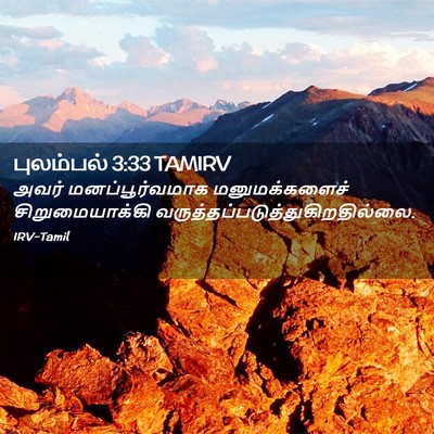 Picture 02 - புலம்பல் 3:33 TAMIRV - அவர் மனப்பூர்வமாக - Bible Verse Picture