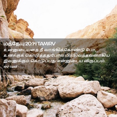 Picture 02 - மத்தேயு 20:14 TAMIRV - உன்னுடையதை நீ - Bible Verse Picture