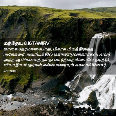 Picture 02 - மத்தேயு 8:16 TAMIRV - மாலைநேரமானபோது, - Bible Verse Picture