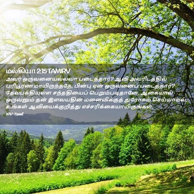 Picture 02 - மல்கியா 2:15 TAMIRV - அவர் ஒருவனையல்லவா - Bible Verse Picture