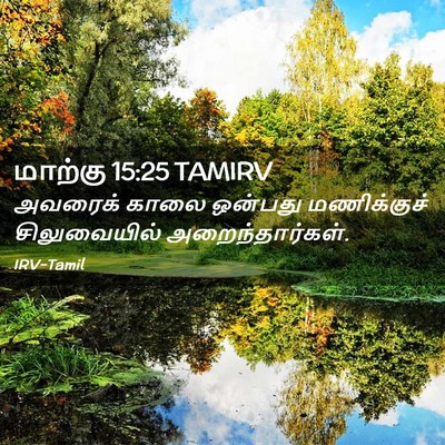 Picture 02 - மாற்கு 15:25 TAMIRV - அவரைக் காலை - Bible Verse Picture