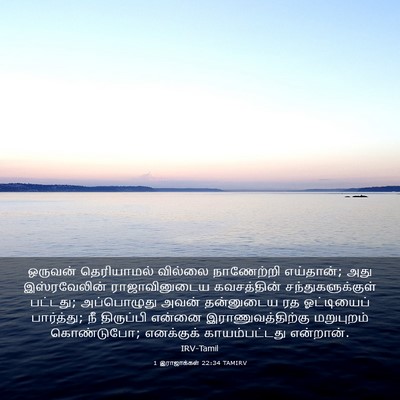 Picture 03 - 1 இராஜாக்கள் 22:34 TAMIRV - ஒருவன் தெரியாமல் - Bible Verse Picture