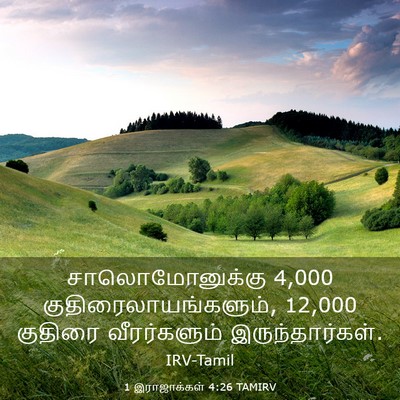 Picture 03 - 1 இராஜாக்கள் 4:26 TAMIRV - சாலொமோனுக்கு 4,000 - Bible Verse Picture