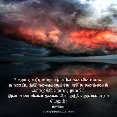 Picture 03 - 1 கொரிந்தியர் 12:23 TAMIRV - மேலும், சரீர - Bible Verse Picture