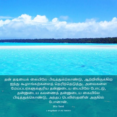 Picture 03 - 1 சாமுவேல் 17:40 TAMIRV - தன் தடியைக் - Bible Verse Picture