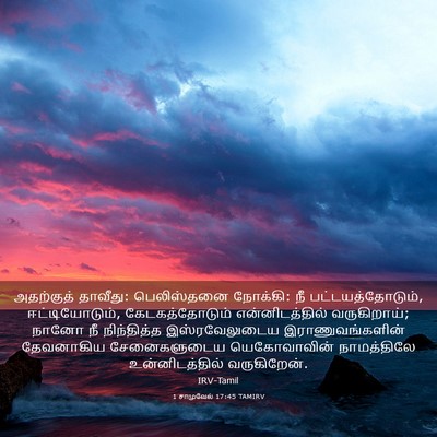 Picture 03 - 1 சாமுவேல் 17:45 TAMIRV - அதற்குத் தாவீது: - Bible Verse Picture