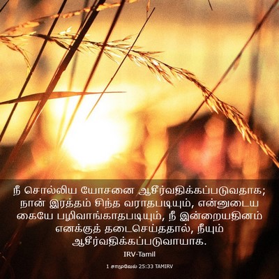 Picture 03 - 1 சாமுவேல் 25:33 TAMIRV - நீ சொல்லிய யோசனை - Bible Verse Picture