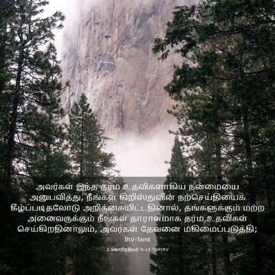 Picture 03 - 2 கொரிந்தியர் 9:13 TAMIRV - அவர்கள் இந்த தர்ம - Bible Verse Picture