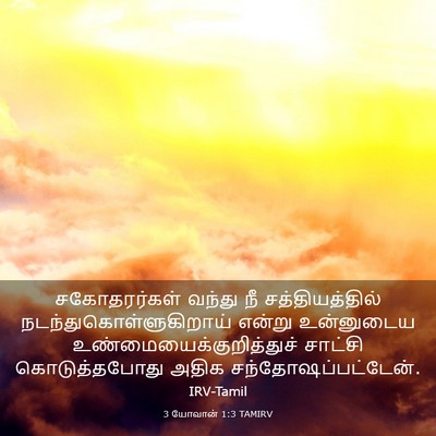 Picture 03 - 3 யோவான் 1:3 TAMIRV - சகோதரர்கள் வந்து - Bible Verse Picture
