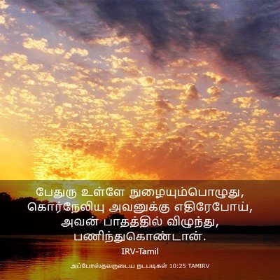 Picture 03 - அப்போஸ்தலருடைய நடபடிகள் 10:25 TAMIRV - பேதுரு உள்ளே - Bible Verse Picture