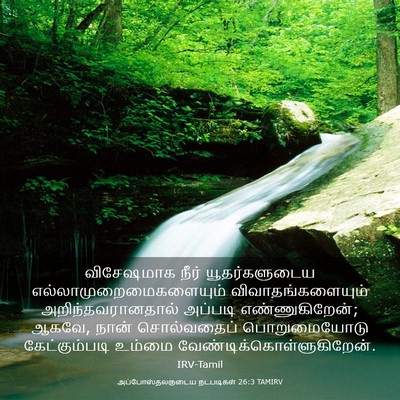 Picture 03 - அப்போஸ்தலருடைய நடபடிகள் 26:3 TAMIRV - விசேஷமாக நீர் - Bible Verse Picture