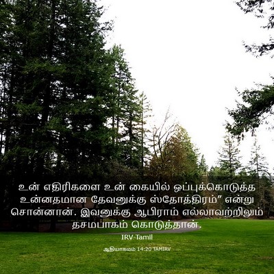 Picture 03 - ஆதியாகமம் 14:20 TAMIRV - உன் எதிரிகளை உன் - Bible Verse Picture