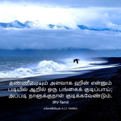 Picture 03 - எசேக்கியேல் 4:11 TAMIRV - தண்ணீரையும் அளவாக - Bible Verse Picture