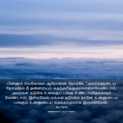 Picture 03 - எண்ணாகமம் 18:20 TAMIRV - பின்னும் யெகோவா - Bible Verse Picture
