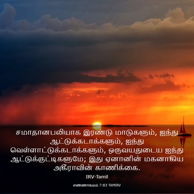 Picture 03 - எண்ணாகமம் 7:83 TAMIRV - சமாதானபலியாக - Bible Verse Picture