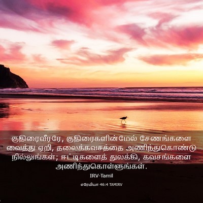 Picture 03 - எரேமியா 46:4 TAMIRV - குதிரைவீரரே, - Bible Verse Picture