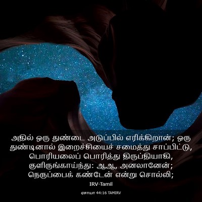 Picture 03 - ஏசாயா 44:16 TAMIRV - அதில் ஒரு துண்டை - Bible Verse Picture