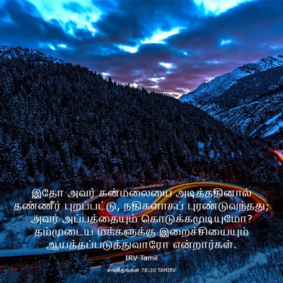 Picture 03 - சங்கீதங்கள் 78:20 TAMIRV - இதோ அவர் கன்மலையை - Bible Verse Picture