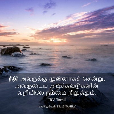 Picture 03 - சங்கீதங்கள் 85:13 TAMIRV - நீதி அவருக்கு - Bible Verse Picture