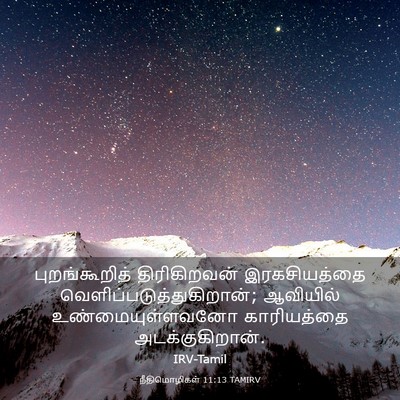 Picture 03 - நீதிமொழிகள் 11:13 TAMIRV - புறங்கூறித் - Bible Verse Picture