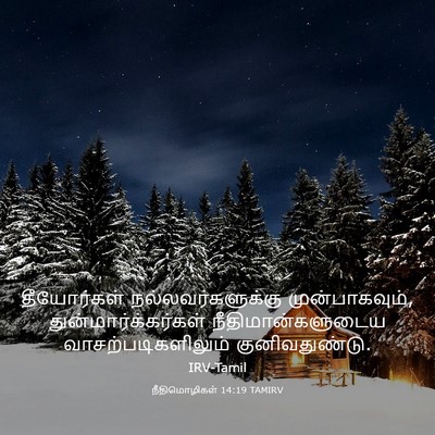 Picture 03 - நீதிமொழிகள் 14:19 TAMIRV - தீயோர்கள் - Bible Verse Picture